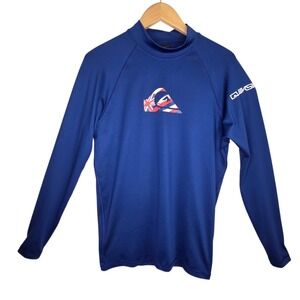 Quiksilver Mens Blue Long Sleeve Surf Swim‎ Shirt Mock Neck SZ XL UV Tech Swim